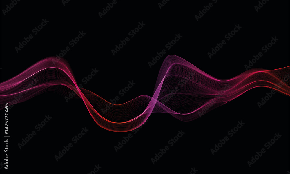 Aufkleber undulating waves in warm of pink and red create a fluid, abstract design. the smooth, flowing lines 