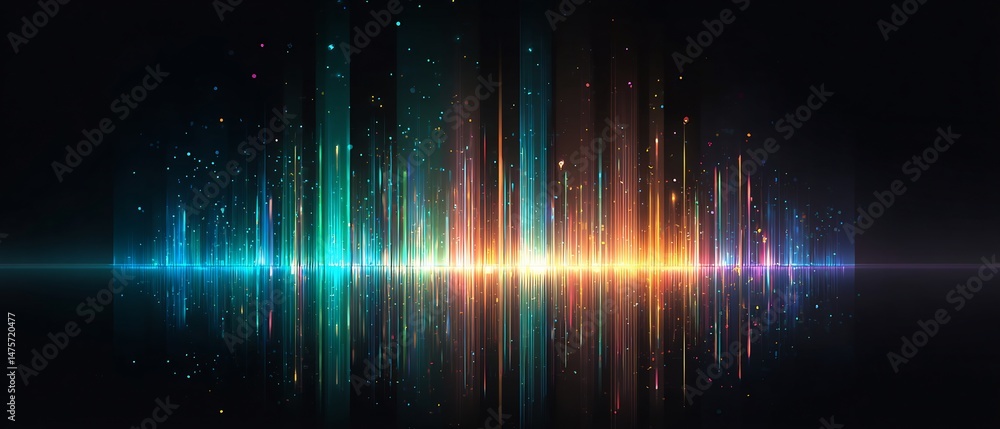 Poster abstract multicolored light streaks against a dark backdrop create a vibrant effect
