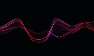 Undulating waves in warm of pink and red create a fluid, abstract design. The smooth, flowing lines resemble layered fiber, wave music, evoking a sense of motion. Technology, futuristic, website