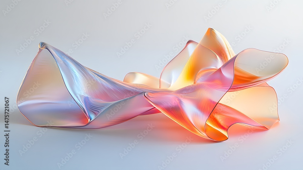 Poster abstract form in iridescent colors, dynamic curves.