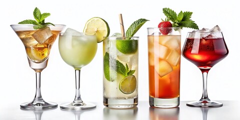 Flat Style Cocktail Icons: Popular Alcoholic Drinks Set Part 2
