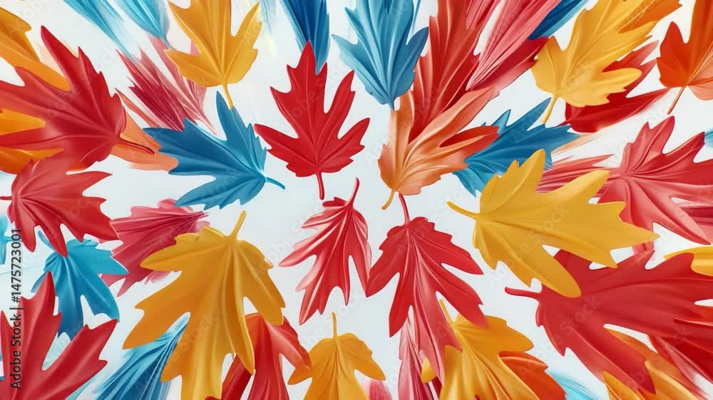 Leinwandbilder abstract leaf explosion: a vibrant and dynamic composition of colorful leaves radiates outwards, cre