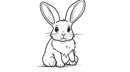 Fototapeta premium Detailed Monochrome Line Drawing Illustration of a Rabbit Face: Professional Wildlife Artwork