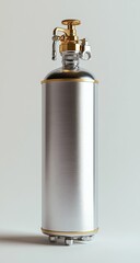 Sleek silver canister with brass fittings