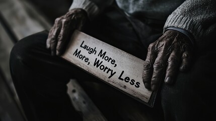 Inspirational Sign Showing Laugh More, Worry Less Message in Therapy Session