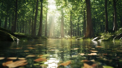 Obraz premium Forest stream sunlight