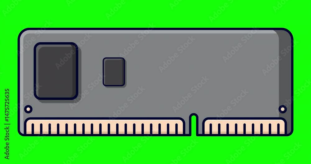 Poster RAM memory computer animation. Computer RAM animation. Random access memory. Flat cartoon style. 4K animation