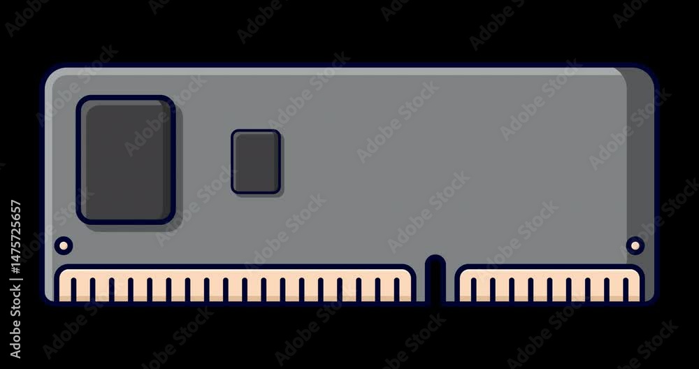 Fototapete RAM memory computer animation. Computer RAM animation. Random access memory. Flat cartoon style. Transparent background with alpha channel