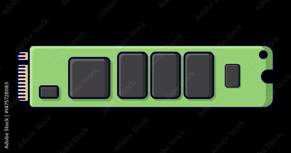 Aufkleber solid state drive animation. drive ssd storage animation. ssd m.2 illustration. computer hardware co