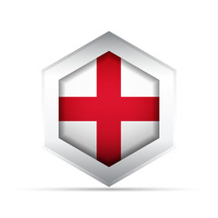 Obraz premium England Flag in Hexagon Shape – 3D-Style Vector Icon with St. George's Cross