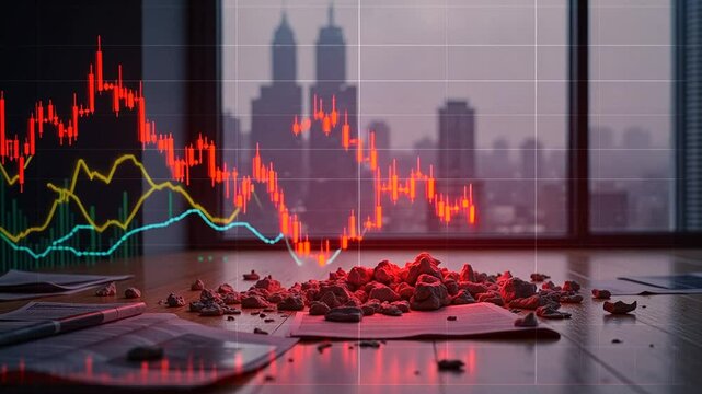 Falling stock market graph, economical crisis	