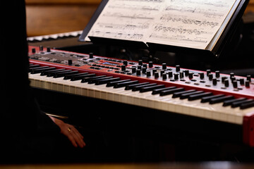 Music: Close-up of a modern stage piano 