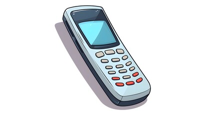 Obraz premium Colorful Cartoon Illustration of a Mobile Phone Isolated on White Background