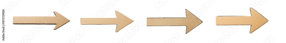 Poster multiple light beige arrows moving to the right. isolated on transparent background