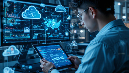 Blurred laboratory scene depicts scientific research or experimentation