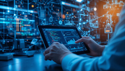 Abstract blurry image of a laboratory environment highlighting research and technology