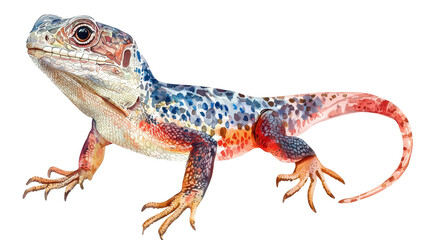 Fototapeta premium Lizard Standing Watercolor Painting isolated on transparent png