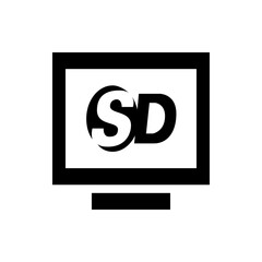 A graphical representation of the letters sd with a contrasting color scheme and bold font style design