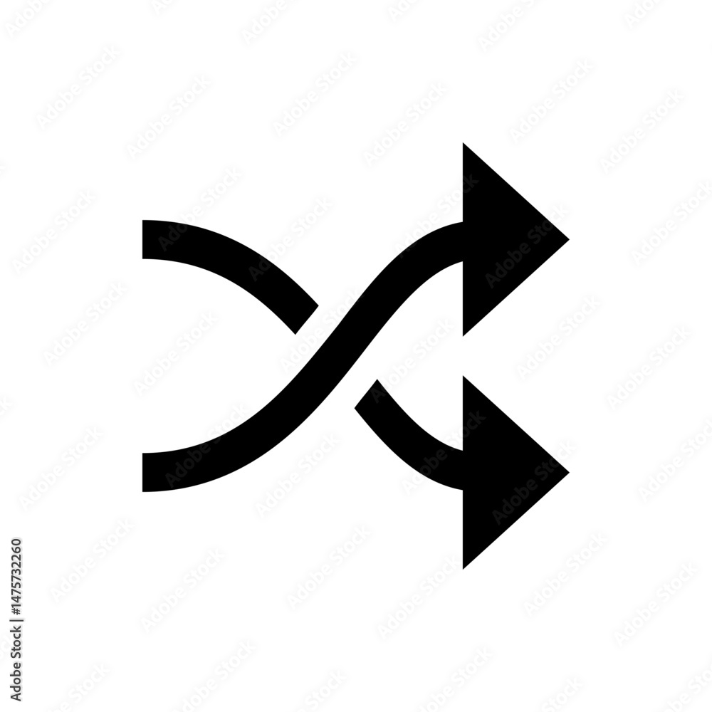 Poster two black arrows intertwining and pointing in opposite directions on a white background design eleme