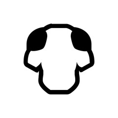 Illustration of a cartoon style football jersey with shoulder pads and short sleeves in black outline