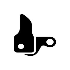 Illustration of black metal shears with a rounded blade and a circular handle on a white background