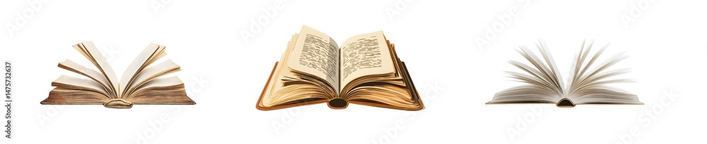 Aufkleber set of open books in various shades. isolated on transparent background