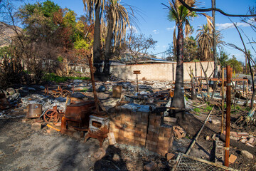 Homes destroyed in the Altadena wildfires in Altadena California USA