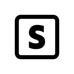 Letter s in a rounded square frame with a black fill and white background in a simple vector graphic style