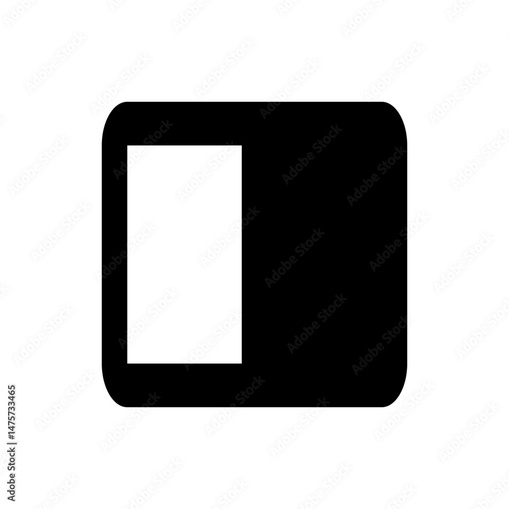 Poster illustration of a toggle switch with a square on the left side against a black rectangular backgroun