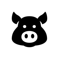 Illustration of a black pig face with white snout and eyes in a simple minimalist style design vector