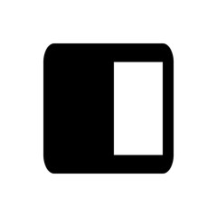 Illustration of a rounded rectangle shape divided into a black section and a white square area design