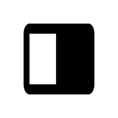 Illustration of a toggle switch with a square on the left side against a black rectangular background