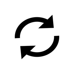 Two curved arrows pointing in opposite directions creating a circular motion on a white background view