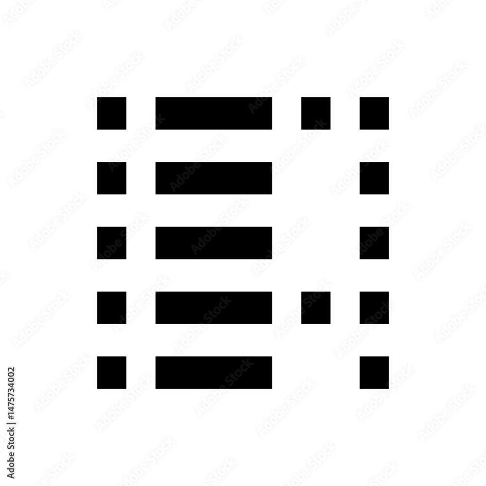 Poster black and white abstract arrangement of horizontal bars and square shapes in a grid like structure d