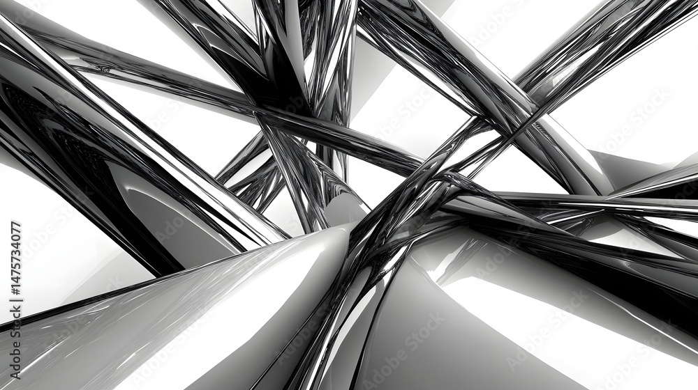 Aufkleber intricate, metallic structure design with intersecting shapes.