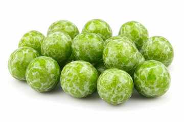 Fototapeta premium Green plums pile, studio shot, white background, food photography