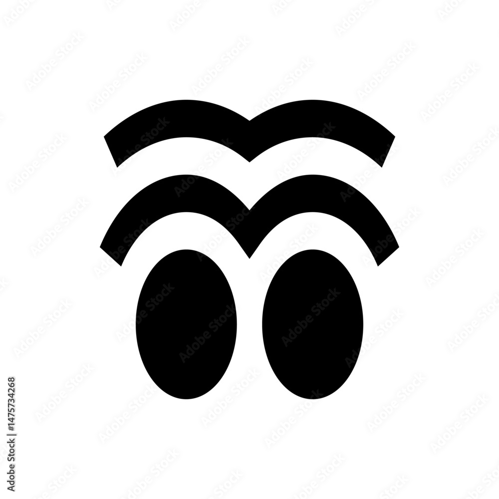 Poster abstract design featuring two circles and two curved lines in black on a white background visual ele