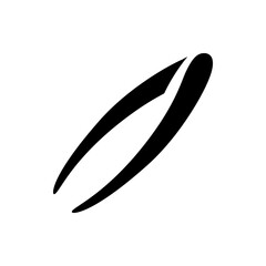 Two curved black shapes diagonally aligned on a white background creating a dynamic and abstract design