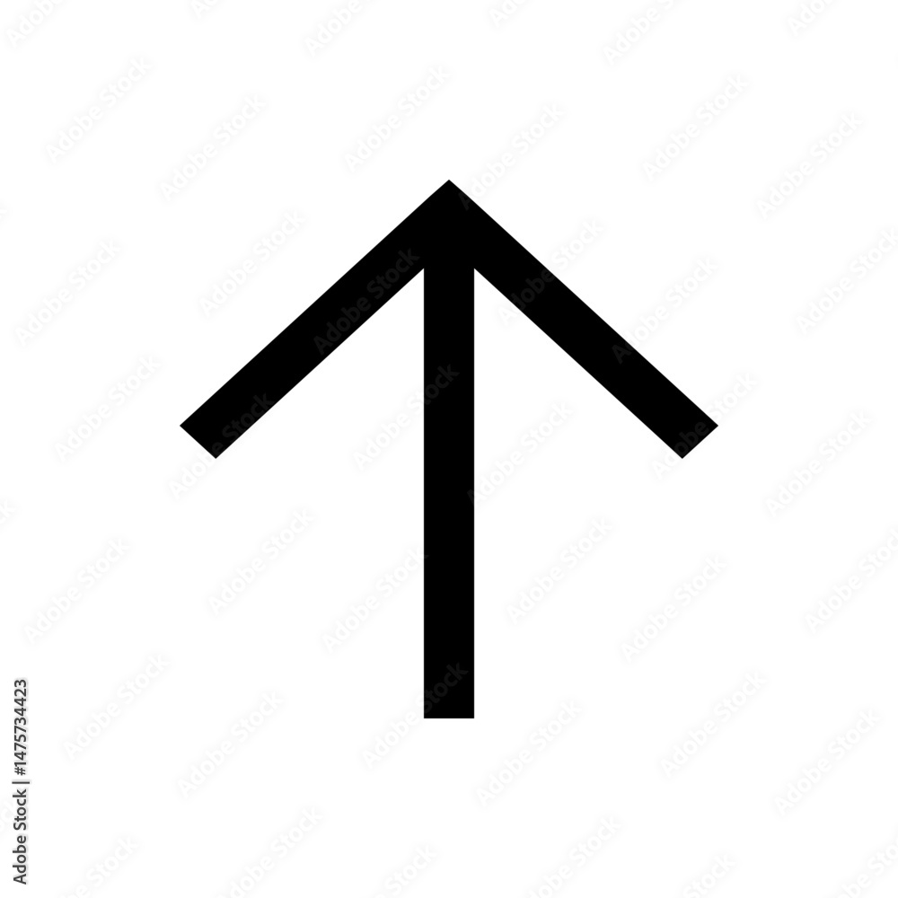 Poster black arrow pointing upwards with a simple design on a white background in an svg format image