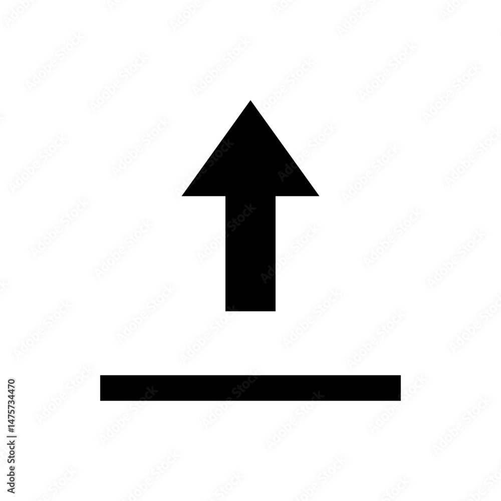 Poster a bold black arrow pointing upwards from a thick black line on a white background creating direction