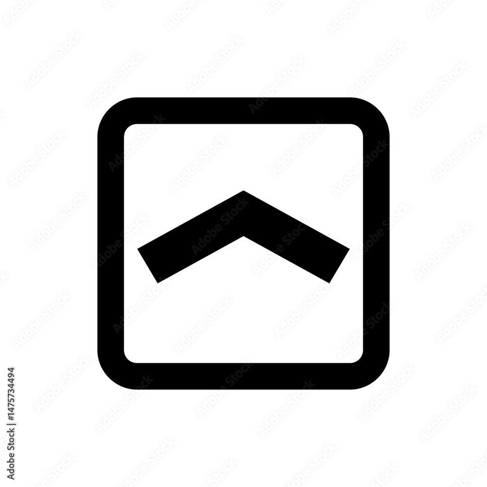Poster black rounded square containing a chevron pointing upwards in the center of the square shape design 
