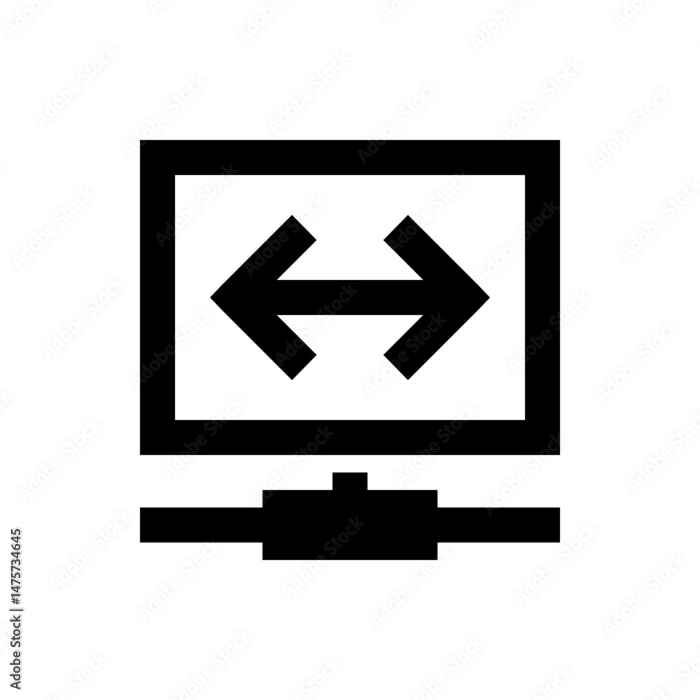 Poster black and white monitor display with left and right arrows indicating direction or data transfer sho