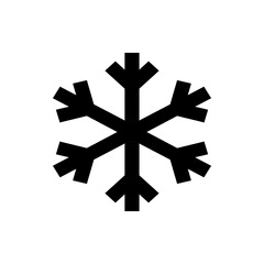 A simple black snowflake design with six branches and a vertical line in the middle on white background