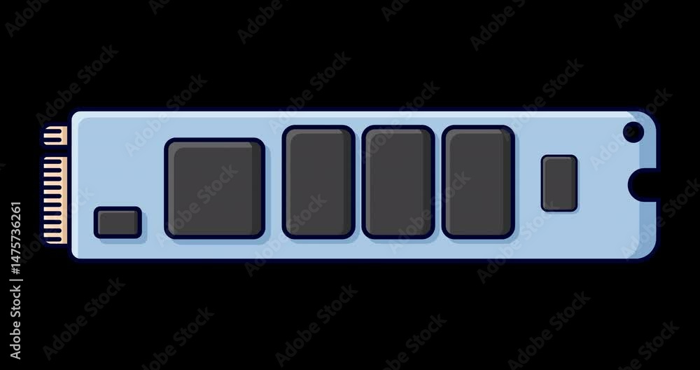 Aufkleber solid state drive animation. drive ssd storage animation. ssd m.2 illustration. computer hardware co