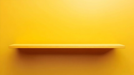 Empty yellow shelf against wall; product display