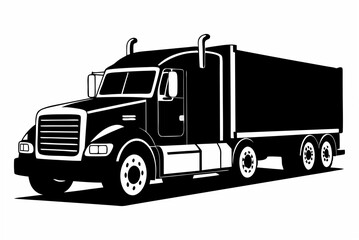 semi  truck  silhouette vector