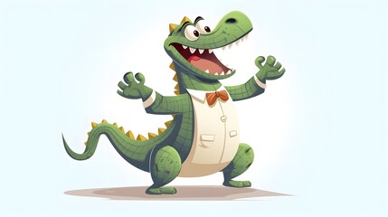 Lively Retro Cartoon Dancing Crocodile Vector Illustration for Kids Books and Designs