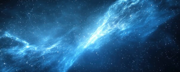 Fototapeta premium Cosmic Nebula Blue gas cloud in space, stars background; science fiction, fantasy