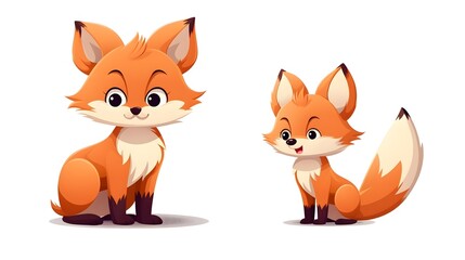 Fototapeta premium Professional Retro Cartoon Little Fox Vector Illustration for Commercial Use