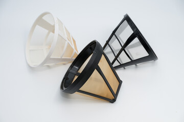 Coffee Filter Nylon Mesh Cone Filter Basket with Handle for Coffee Machines, Coffee Machine Accessory